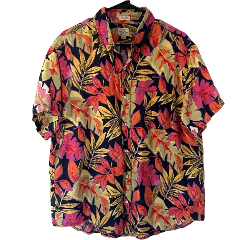 J. Crew Vibrant Leaf Print Button Down Shirt